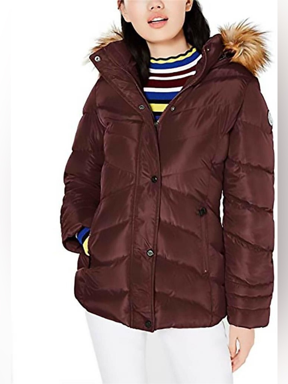 Women’s Madden Girls Hooded Puffer Coat in Merlot